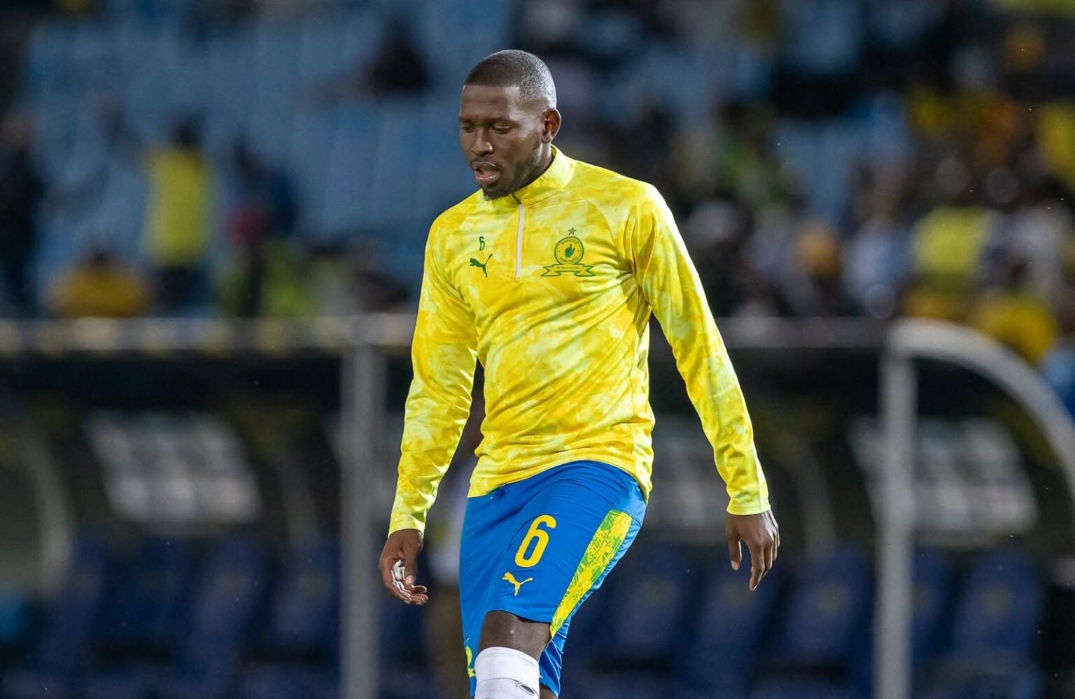 Aubrey Modiba in Mamelodi Sundowns colours