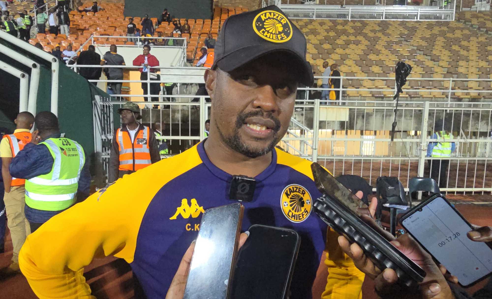 Kaizer Chiefs co-coach Cedric Kaze addressing the media in Polokwane.