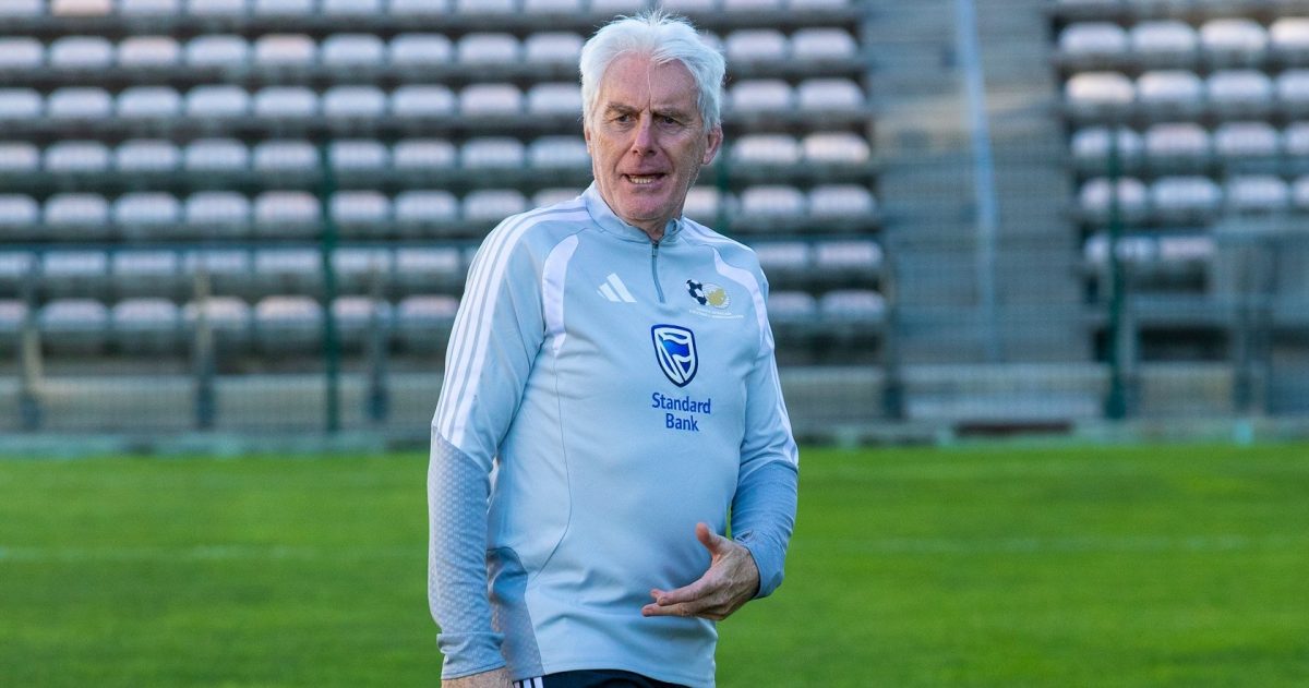 Bafana Bafana head coach Hugo Broos during a training session