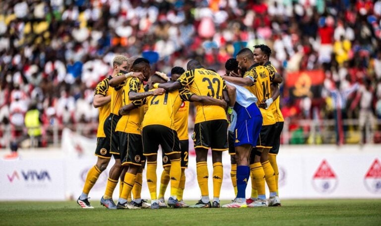 Kaizer Chiefs players gather for a pre-match ritual