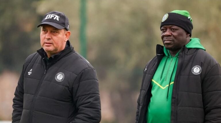 Marian Marinica and Kaitano Tembo in Morocco at 2025 AFCON