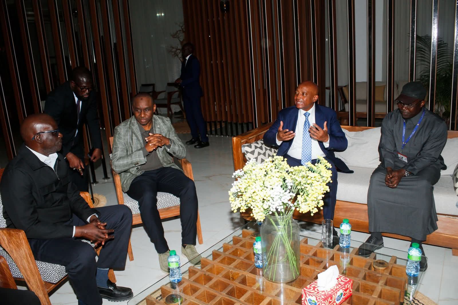 Patrice Motsepe with the Senegalese Football Federation official in Senegal