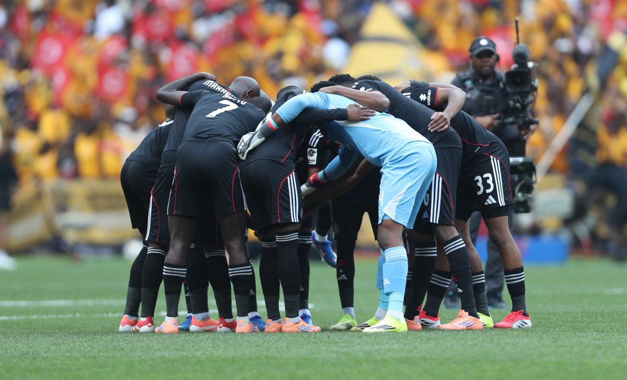 Orlando Pirates players ahead of the Soweto Derby