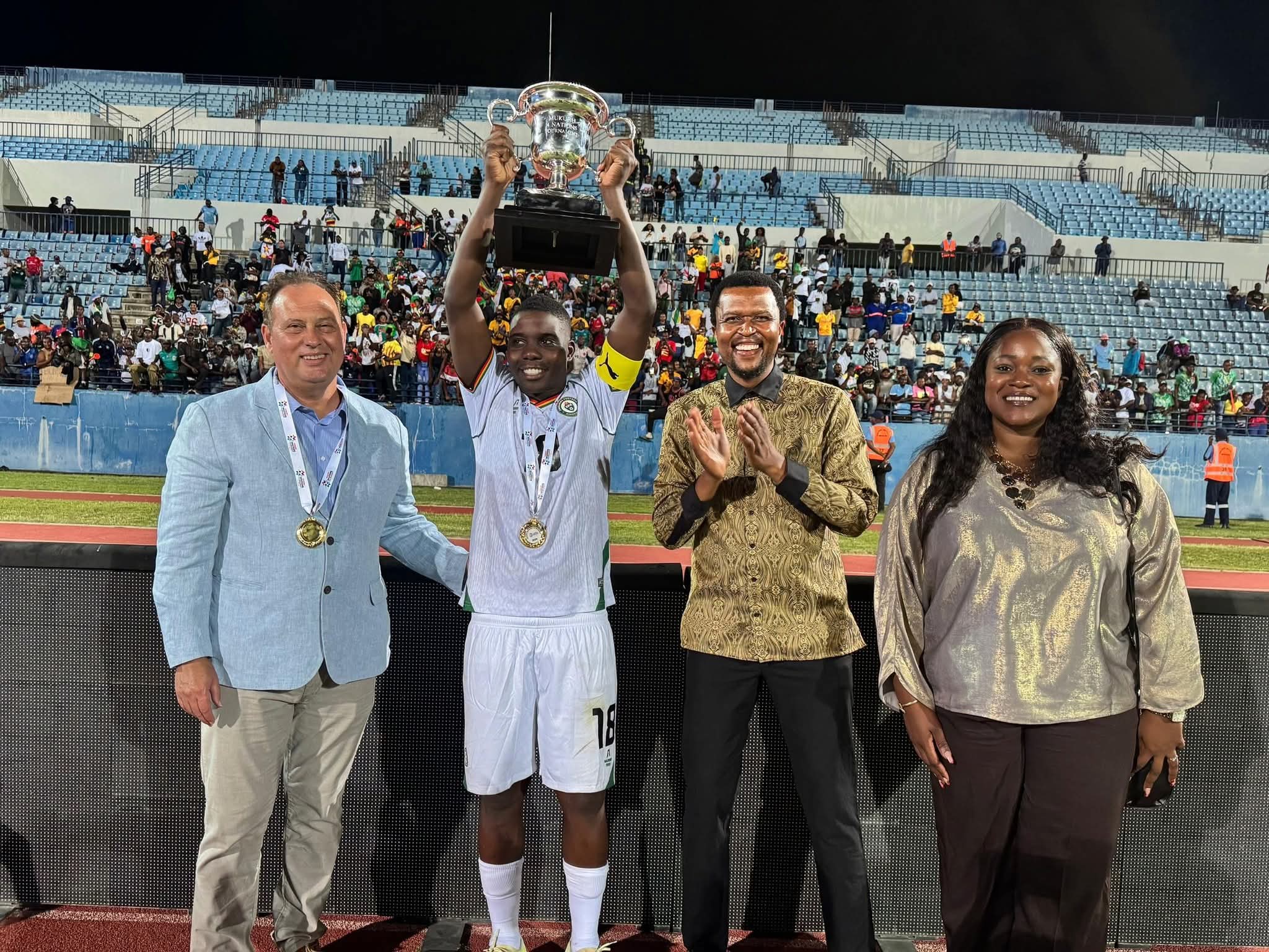 Zimbabwe captain Marvellous Nakamba lifts at Mukuru 4 Nations Cup in Botswana