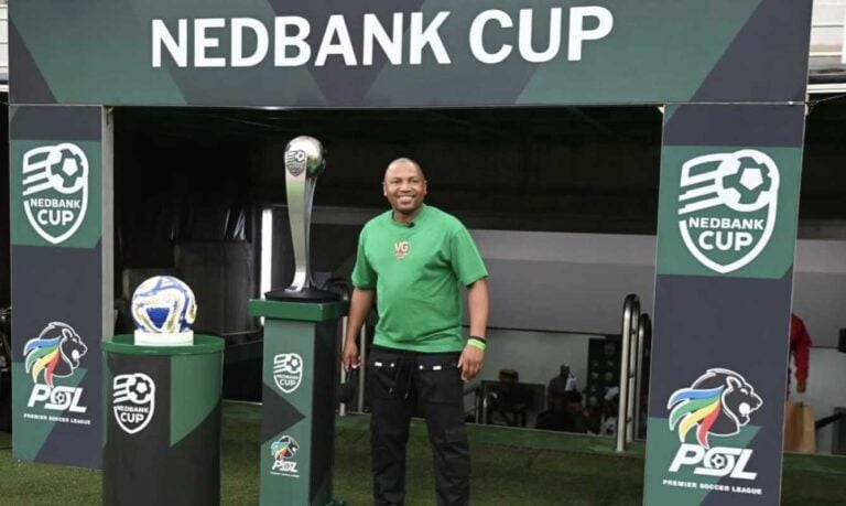 Andile Jali posing for a picture at the New Peter Mokaba Stadium