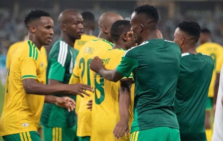 Bafana Bafana players celebrating against Panama