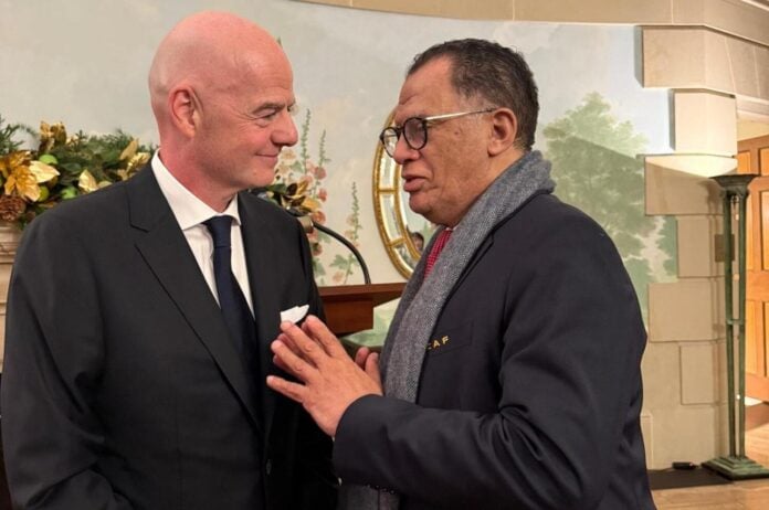 FIFA president Gianni Infantino & SAFA president Danny Jordaan discussing
