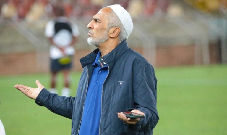 Durban City chairman Farook Kadodia addressing his staff at the New Peter Mokaba Stadium in Polokwane.