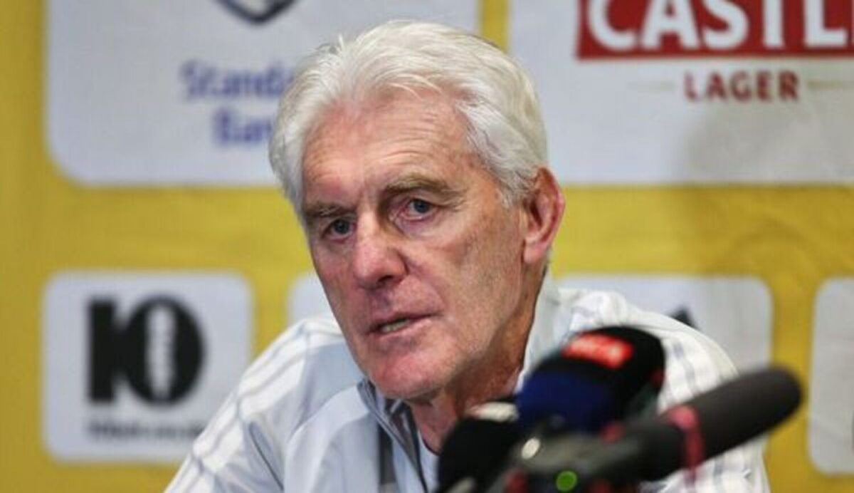 Badana Bafana coach Hugo Broos addresses the media