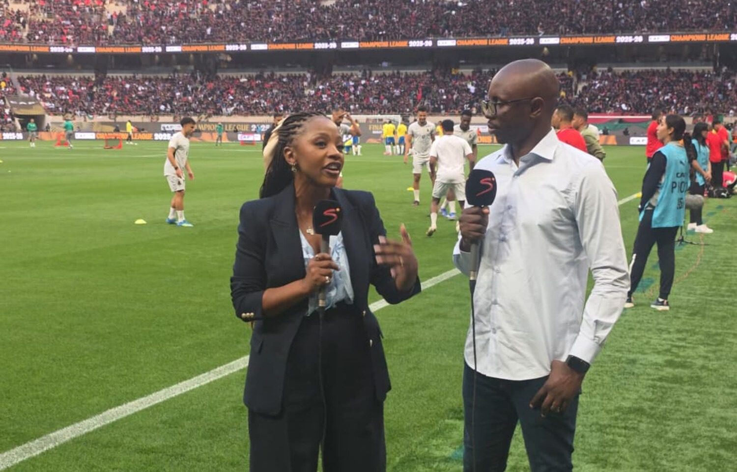 Mthokozisi Dube and Thato Moeng at the 2026 CAF Champions League final second leg tie in Rabat on the 24th of May 2026