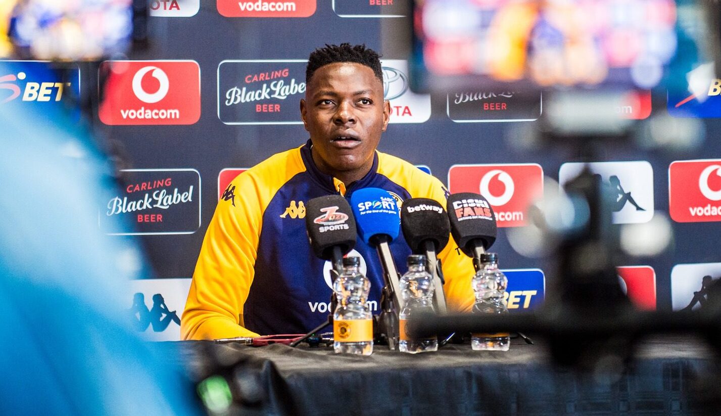 Resurgent Kaizer Chiefs defender Zitha Kwinika speaking to the media