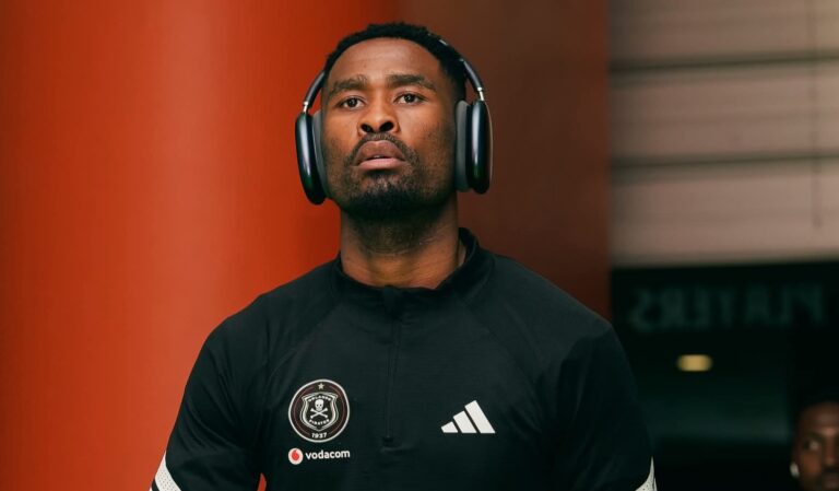 Sipho Chaine arriving for a match with Orlando Pirates on the last day of the season.