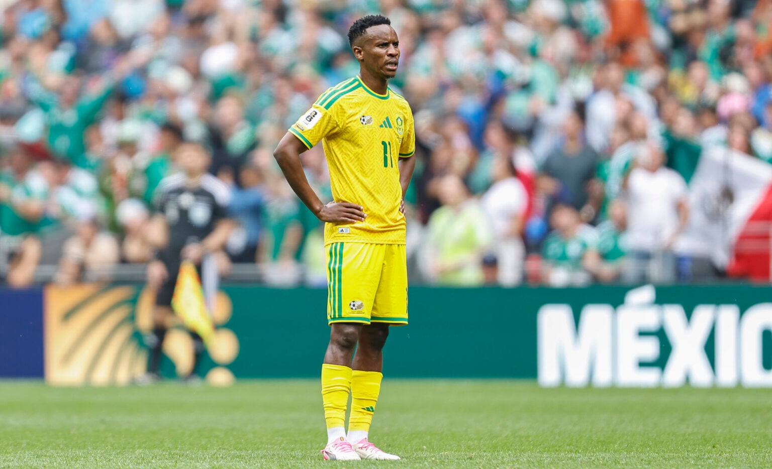 Bafana Bafana captain Themba Zwane in action against Mexico in the 2026 FIFA World Cup opener