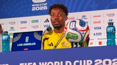 Bafana Bafana defender Ime Okon speaking