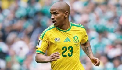 Bafana Bafana midfielder Jayden Adams playing