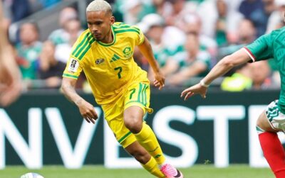 Bafana Bafana winger Oswin Appollis in action