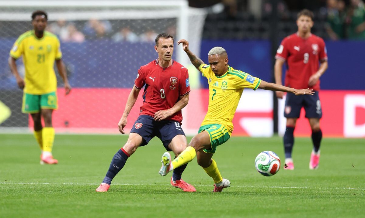 Bafana Bafana winger Oswin Appollis in action at the 2026 FIFA World Cup against Czechia