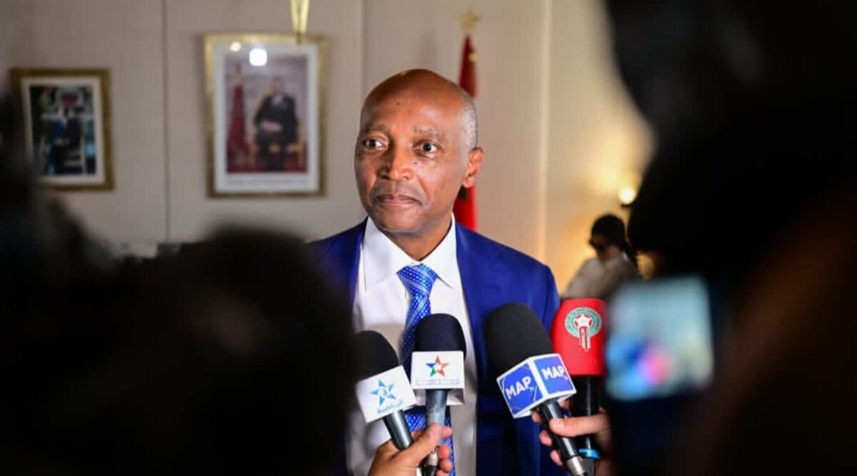 CAF president Patrice Motsepe speaking to the media