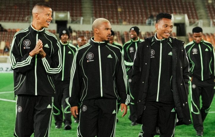 Cemran Dansin, Oswin Appollis and Relebohile Mofokeng during an Orlando Pirates pitch walkabout