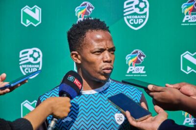 Durban City FC defender Emmanuel Jalai during a press conference