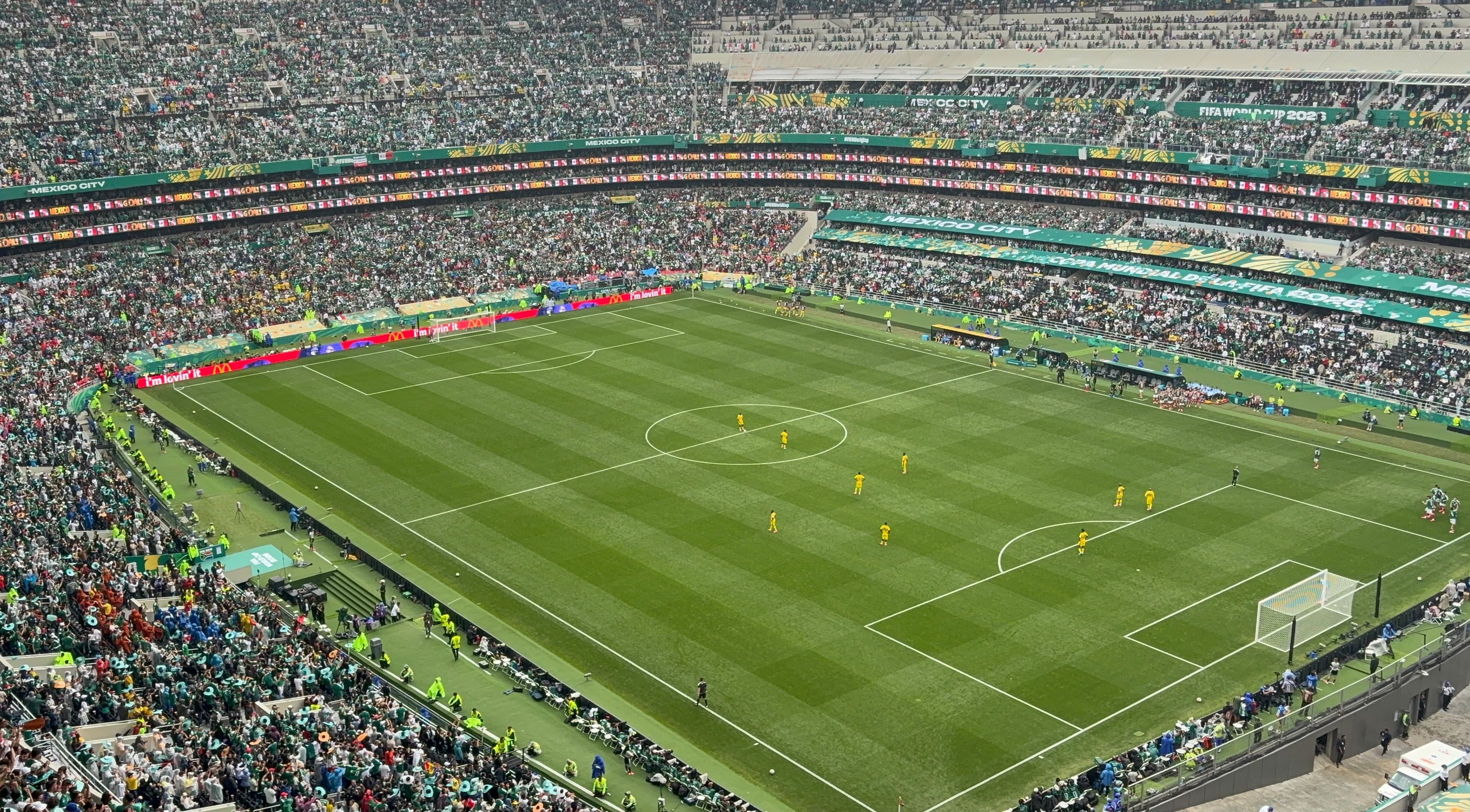 A full Estadio Azteca in Mexico City during the opening match of the World Cup.