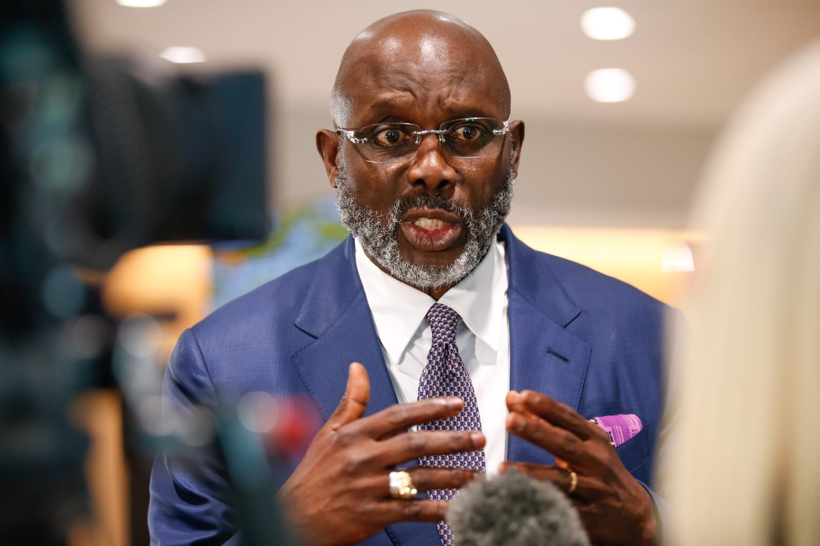 George Weah speaking at an event