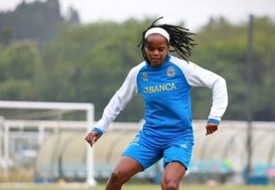 Hildah Magaia during a training session at Deportivo de La Coruña