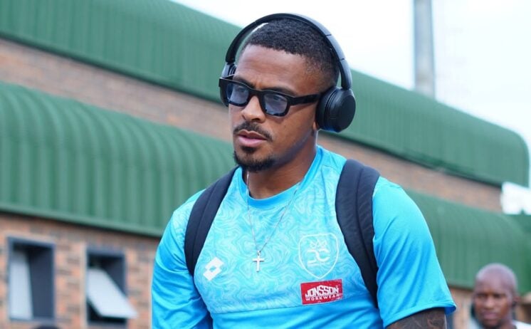Joslin Kamatuka arriving at the Seshego Stadium for a match against Magesi FC.