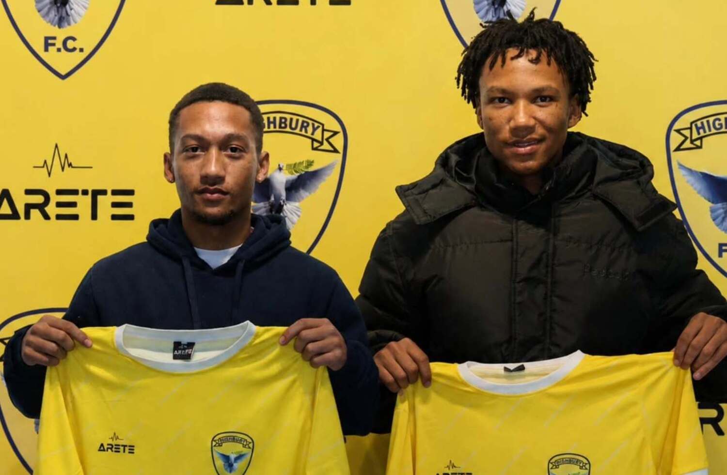 Stellenbosch FC stars Kyle Bailey and Zaydee Marang being unveiled by Highbury FC