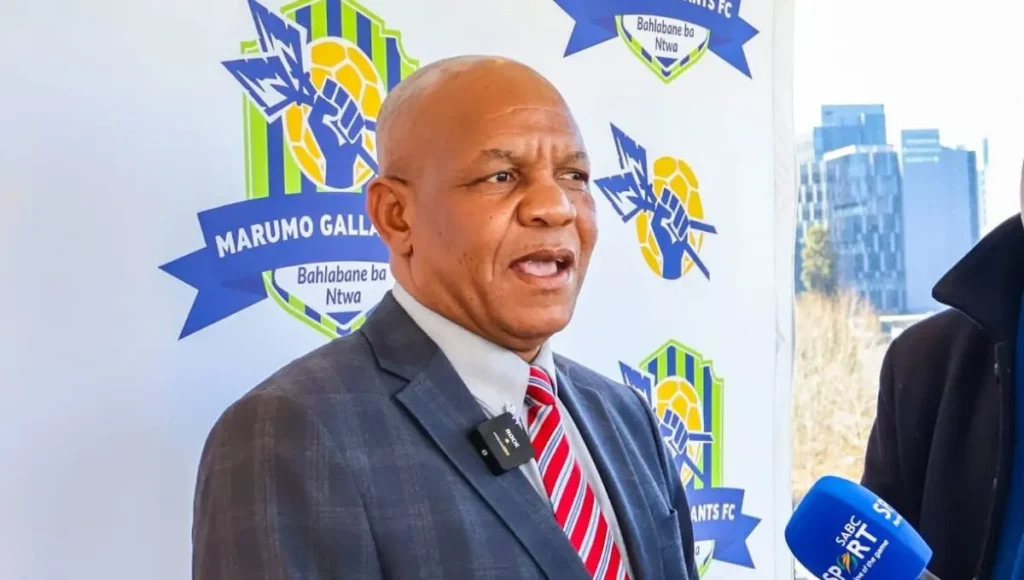 Marumo Gallants chairman Abram Sello addressing members of the media