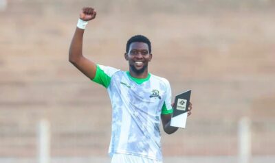 Marvin Sikhosana showing off his Betway Premiership Man of the Match accolade