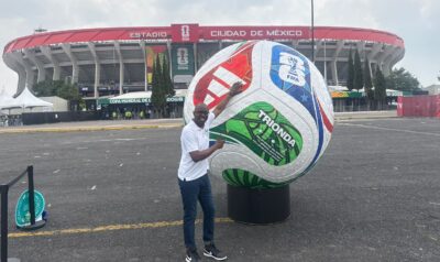Mthokozisi Dube, Chief Editor of FARPost at Estadio Azteca in Mexico City,