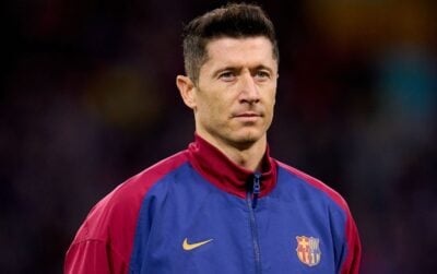 Robert Lewandowski in the colours of Barcelona