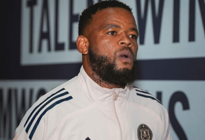 Sipho Mbule at Orlando Pirates walking to the pitch