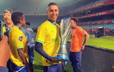 Michael Loftman holding the PSL trophy during his Mamelodi Sundowns days