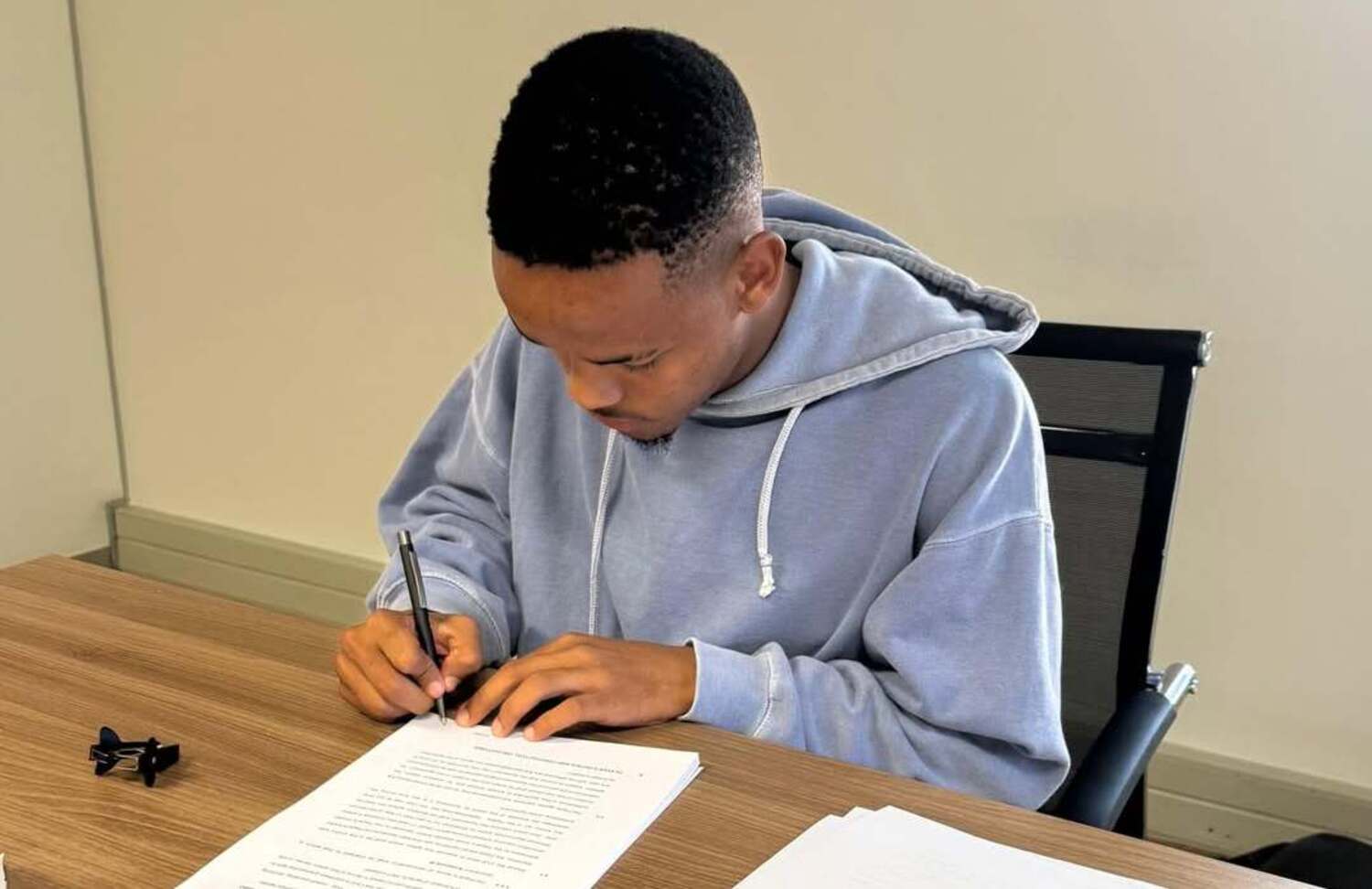 Tshegofatso Modise after siging his first Siwelele FC professional contract
