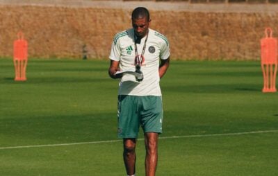 Abdeslam Ouaddou walking on the pitch during Orlando Pirates' training camp in Spain