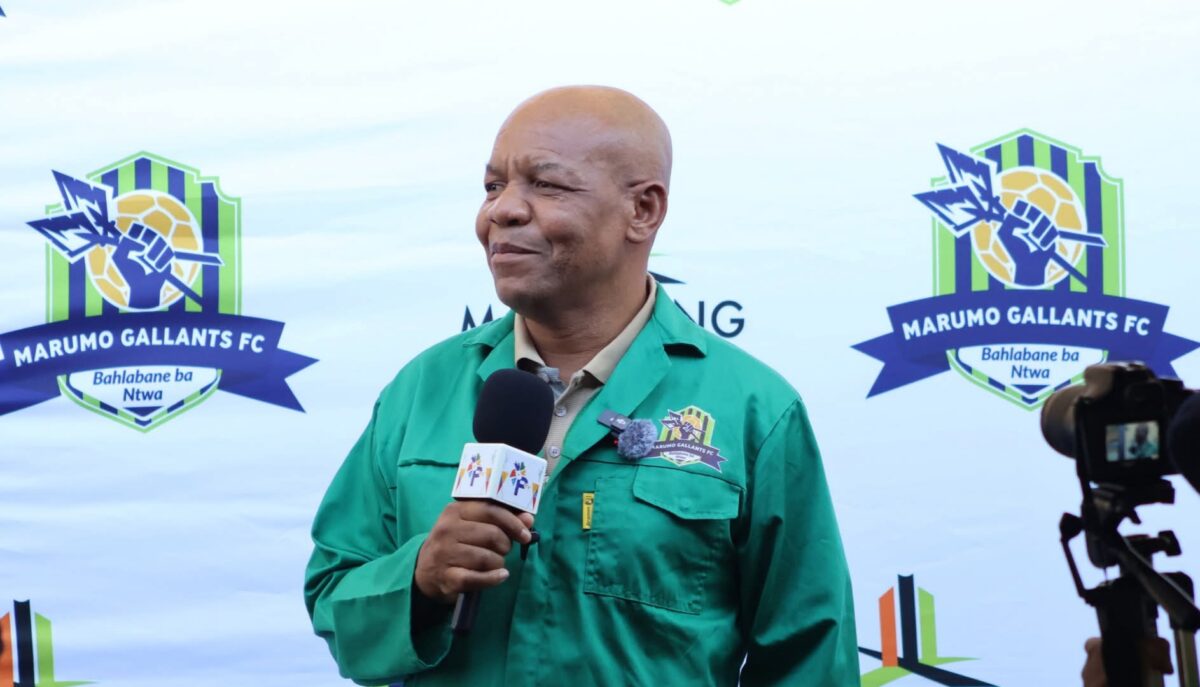 Marumo Gallants boss Abram Sello addressing members of the media
