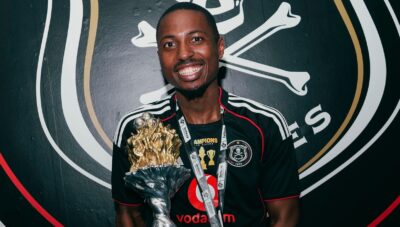 Bandile Shandu after winning the Betway Premiership with Orlando Pirates