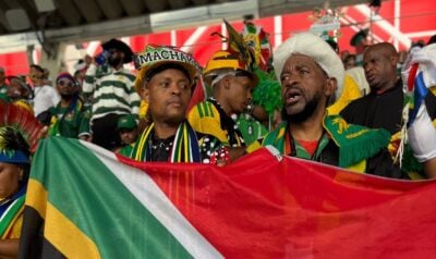 Bafana Bafana super fans Botha and Machaka at the FIFA World Cup.