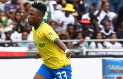 Cassius Mailula celebrates after scoring for Mamelodi Sundowns