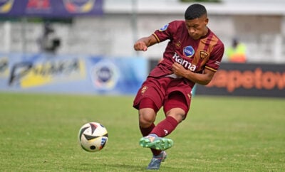 Faiz Abrahams of Stellenbosch FC shoots at goal during the DStv Diski Challenge 2024/25 game between Stellenbosch FC and Kaizer Chiefs at Idas Valley Stadium in Stellenbosch on 5 April 2025