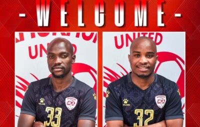 Givemore Khuphe and Athenkosi Mcaba being unveiled by Sekhukhune United