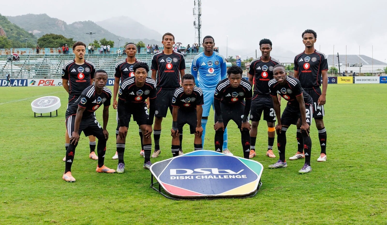 Jabulani Mokone with his Orlando Pirates DStv Diski Challenge teammates