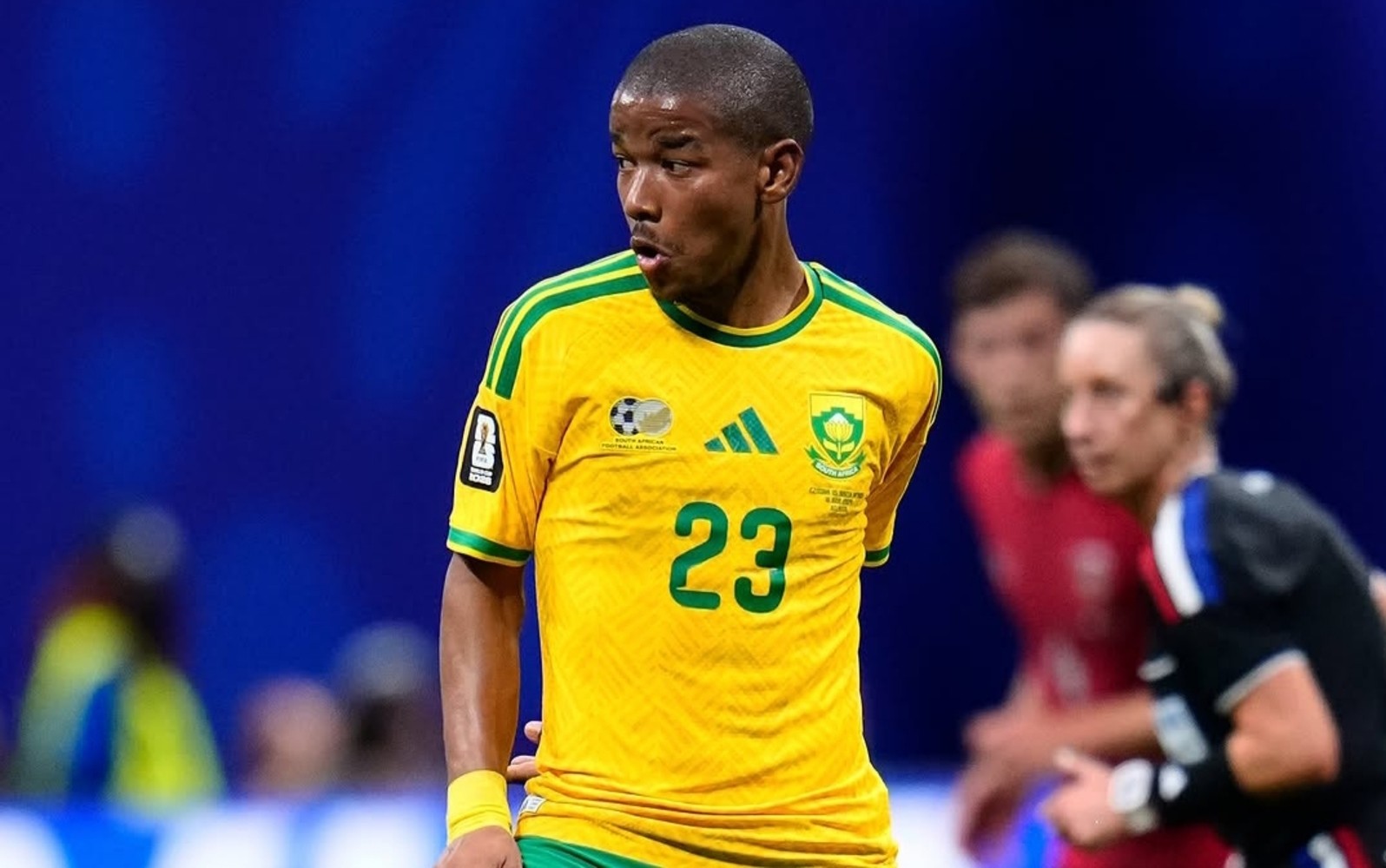 Jayden Adams in action for Bafana Bafana at the 2026 FIFA World Cup.