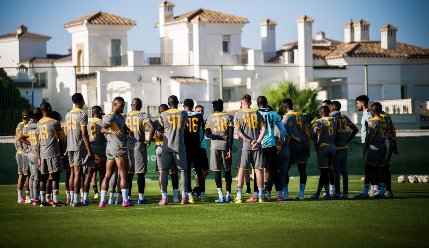Kabelo Nkgwesa with his Kaizer Chiefs teammates in Spain