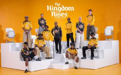 Kaizer Chiefs players showcasing the new 2026/27 home and away Kappa kits