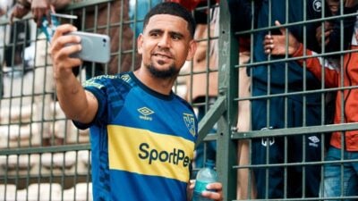 Keagan Dolly taking selfies with Cape Town City FC's fans