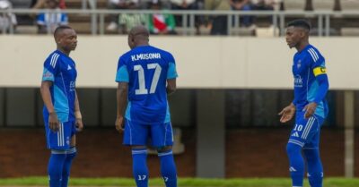 Khama Billiat, Knowledge Musona and Walter Musona during a match. Picture by Scottland FC/Facebook