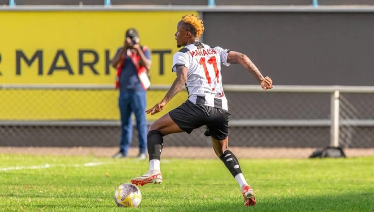 Kuda Mahachi in action for Highlanders FC in Zimbabwe.